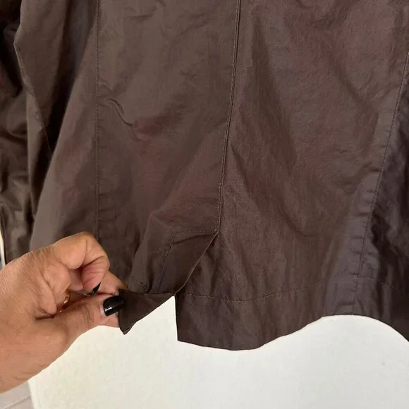 Eileen Fisher Womens Large Lightweight Asymmetrical Zip Moto Jacket Brown Lined - Picture 9 of 11